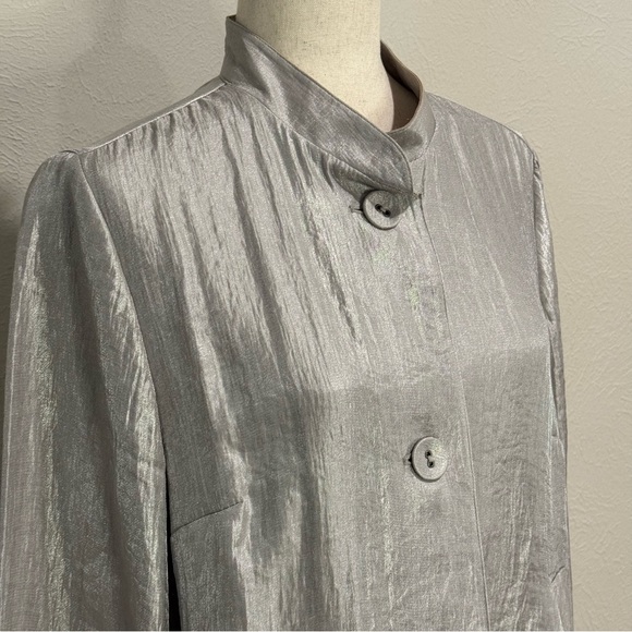 Ruby Rd. Silver Shimmer Button-Up Jacket Size 12 - Picture 2 of 9